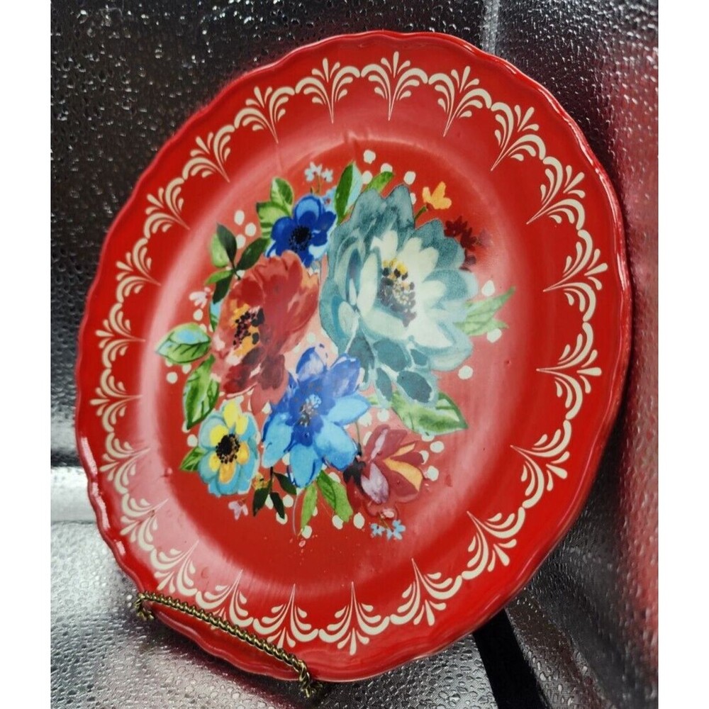 The Pioneer Woman Melody Red Floral Dessert/Salad/Small Plate (Set of 5) 8.5" - Picture 13 of 16
